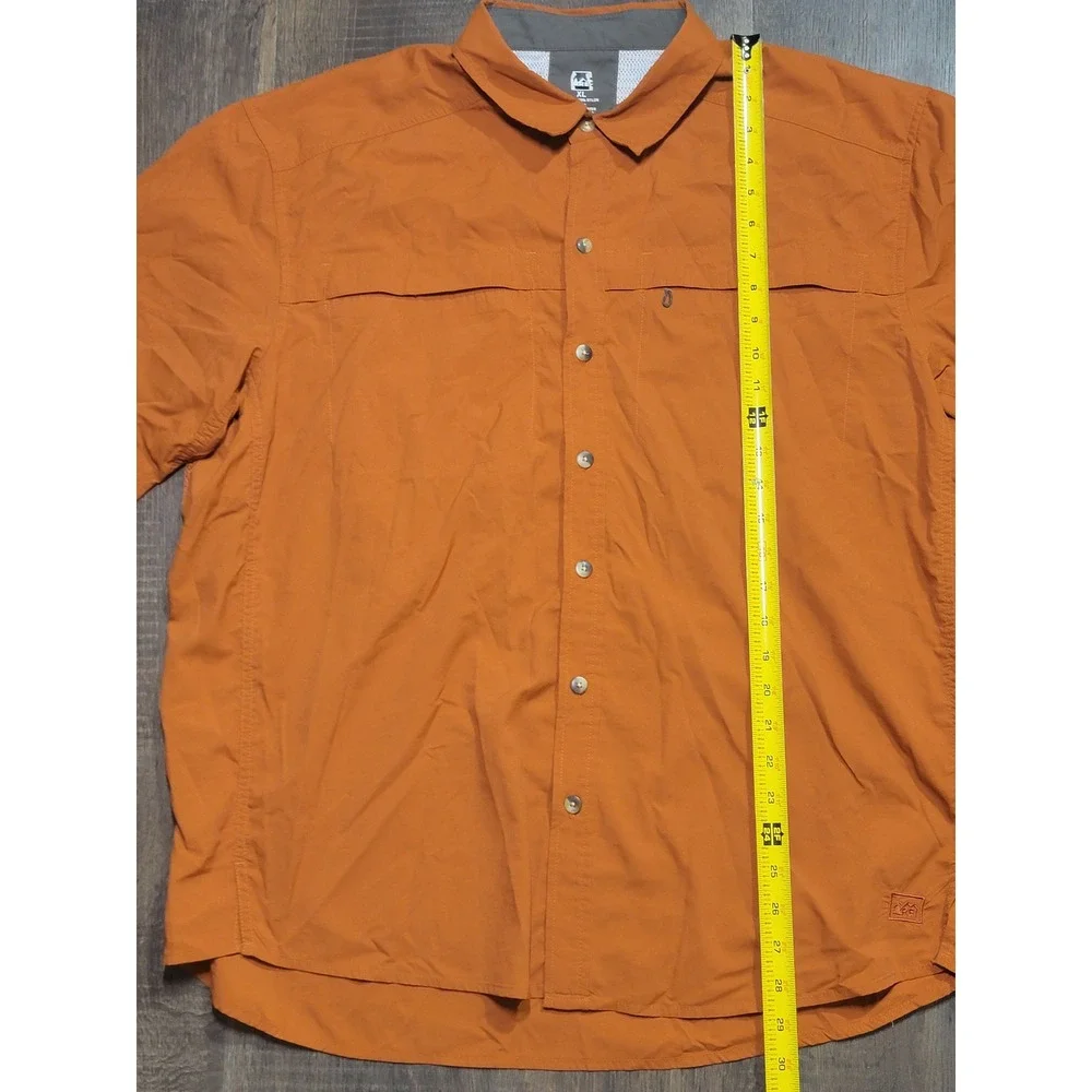 REI Co-op Sahara Short Sleeve Button‎ Down Shirt XL Hiking Travel Orange